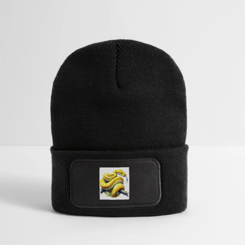 Python jaune Beanie recyclé à patch