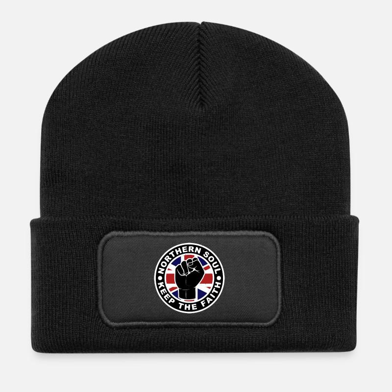 Northern Soul - Behalte den Glauben - Union Jack - Recycelte Patch Beanie - Schwarz