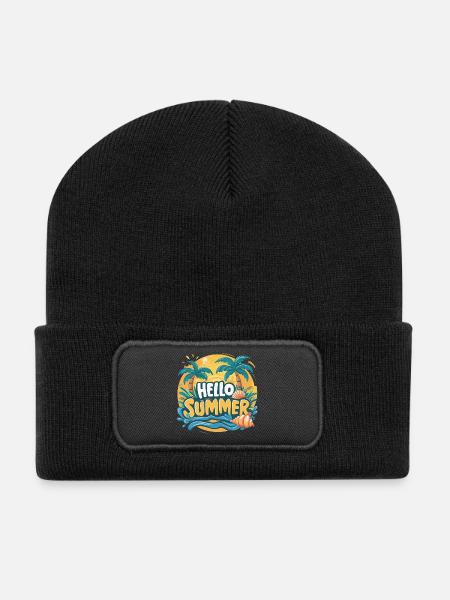 Éblouissante élégance HELLO SUMMER - Beanie recyclé à patch - noir