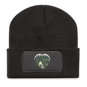 Vivre près de la nature avec une tente tipi en forêt - Beanie recyclé à patch - charbon - Devant