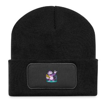Pizza: Monkey makes it better! - Recycled Patch Beanie - black - Front