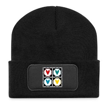 CŒUR. CŒURS. SAINT VALENTIN. LOVE. AMOUR. COUPLE. - Beanie recyclé à patch - noir - Devant