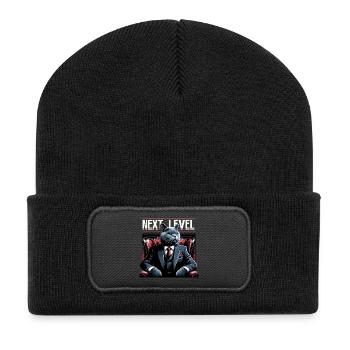 BKH Britisch Kurzhaar Blue Katze Königssessel - Recycelte Patch Beanie - Schwarz - Vorne