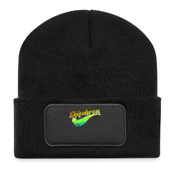 Schifahren Winter Skifahrer Wintersport Skiurlaub - Recycelte Patch Beanie - Schwarz - Vorne