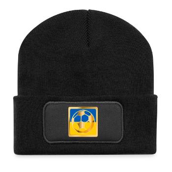UKRAINE FUßBALLER FUßBALL - Recycelte Patch Beanie - Schwarz - Vorne