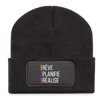 Motivational Quote - Recycled Patch Beanie - dark grey - Front