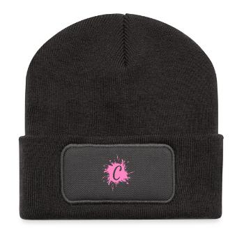 Lettre C - initiale lettre C - Beanie recyclé à patch - charbon - Devant