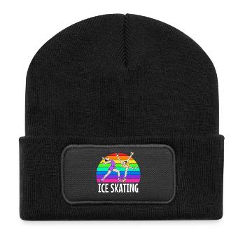 Patinage sur glace Hockey sur glace Snowboard Sports d’hiver Glace - Beanie recyclé à patch - noir - Devant