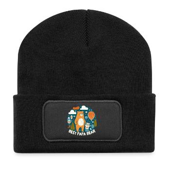 Fête des pères. Meilleur Papa Bear - Beanie recyclé à patch - noir - Devant