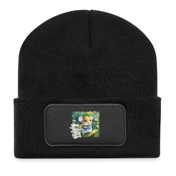 Was Du hast können viele haben - Maus Poster - Recycelte Patch Beanie - Schwarz - Vorne