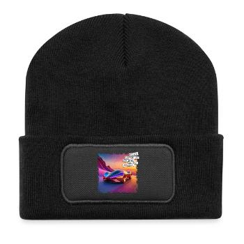 POSTER Lucky Saying | futuristic car - Recycled Patch Beanie - black - Front