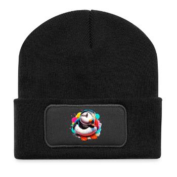 Papageitaucher - Recycelte Patch Beanie - Schwarz - Vorne
