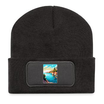 Kreta Griechenland Vintage Reiseplakat WPA Souvenir - Recycelte Patch Beanie - Dunkelgrau - Vorne