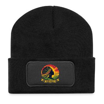 Juneteenth feiern: Freiheit, Erbe, Einheit - Recycelte Patch Beanie - Schwarz - Vorne