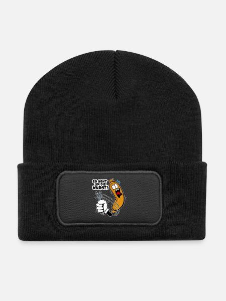 Es geht um die Wurst - Recycelte Patch Beanie - Schwarz
