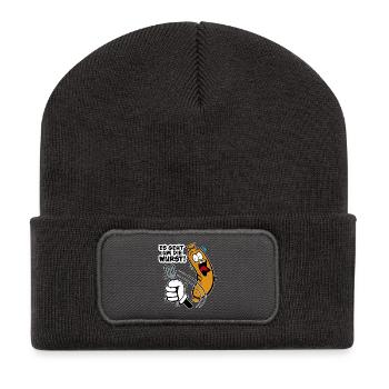 Es geht um die Wurst - Recycelte Patch Beanie - Dunkelgrau - Vorne