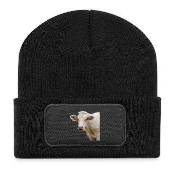 funny cow cow head gift farmer - Recycled Patch Beanie - black - Front