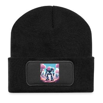 Robot - Recycelte Patch Beanie - Schwarz - Vorne