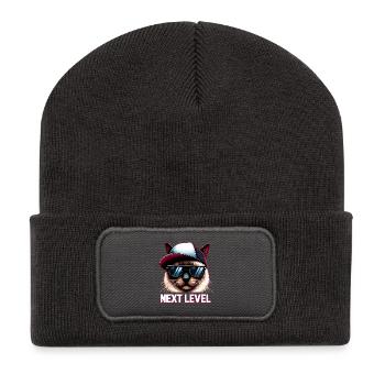 Siam Katze Siamkatze Next Level Hip Hop Geschenk - Recycelte Patch Beanie - Dunkelgrau - Vorne