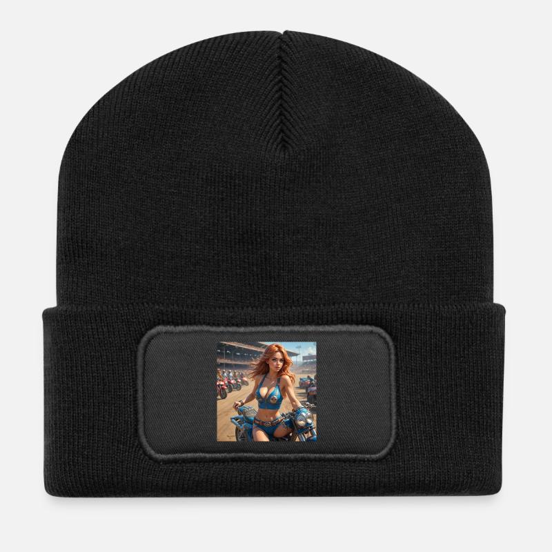 Dirt Track Diva - Recycelte Patch Beanie - Schwarz