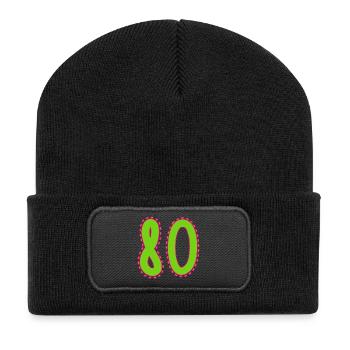 80. 80 ANS. 80e ANNIVERSAIRE. ANNIVERSAIRE 80 ANS. - Beanie recyclé à patch - noir - Devant