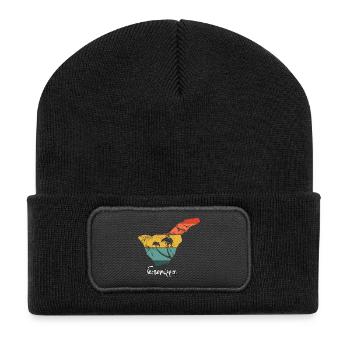 Tenerife carte contour Îles Canaries vacances vintage - Beanie recyclé à patch - noir - Devant