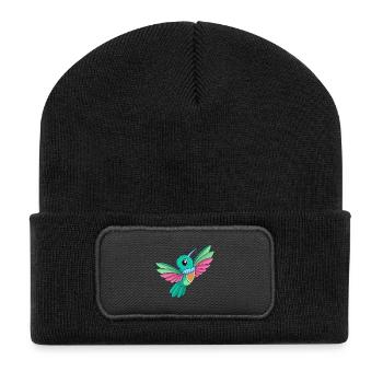 Hummingbird Cute Mascot Cartoon Character Kawaii - Recycled Patch Beanie - black - Front