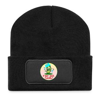 Hitze Sommer - Recycelte Patch Beanie - Schwarz - Vorne