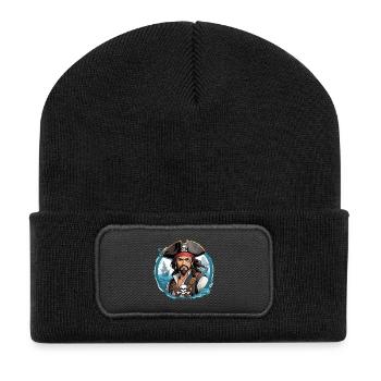Pirate Corsair Illustration - Beanie recyclé à patch - noir - Devant