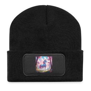 Unicorn in the Enchanted Forest - Recycled Patch Beanie - black - Front