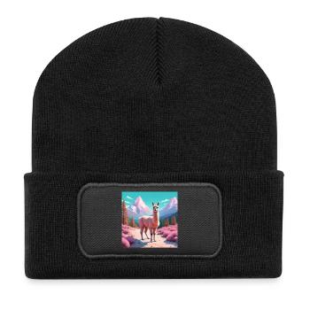 Llama in the mountains - Recycled Patch Beanie - black - Front