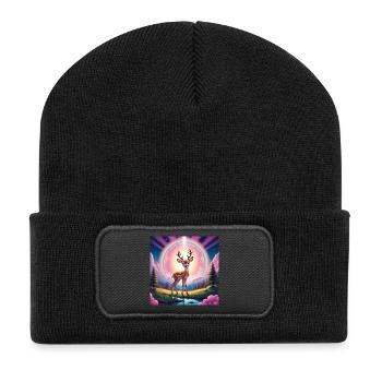 Cerf avec arc-en-ciel - Beanie recyclé à patch - noir - Devant