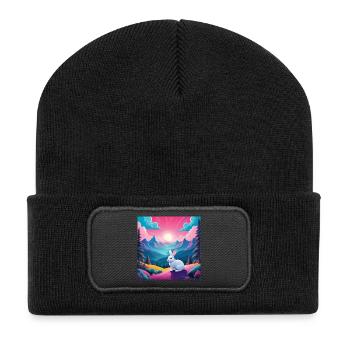 Rabbit on the mountain - Recycled Patch Beanie - black - Front