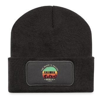 Medellin Kolumbien Palmen Strand Design - Recycelte Patch Beanie - Dunkelgrau - Vorne