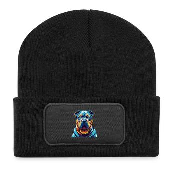 Shar Pei Hunderasse Bunte Karikatur Kawaii - Recycelte Patch Beanie - Schwarz - Vorne