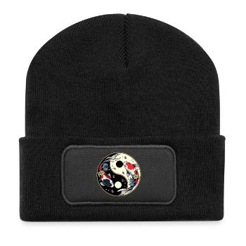 Yin Yang Koi Fish Design - Recycled Patch Beanie - black - Front