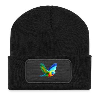Regenbogensittich (03) - Recycelte Patch Beanie - Schwarz - Vorne