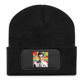 Portrait Pop Art Élégant - Beanie recyclé à patch - noir - Devant