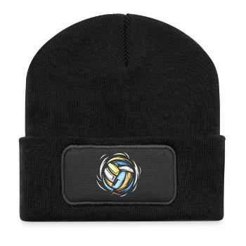 Coloré volley-ball soleil illustration joueur de volley-ball - Beanie recyclé à patch - noir - Devant