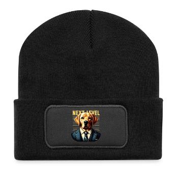 Dudley Labrador Anzug Next Level Hund Geschenk - Recycelte Patch Beanie - Schwarz - Vorne