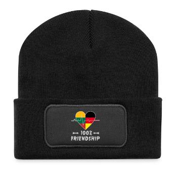 Litauen und Deutschland 100% Freundschaft - Recycelte Patch Beanie - Schwarz - Vorne