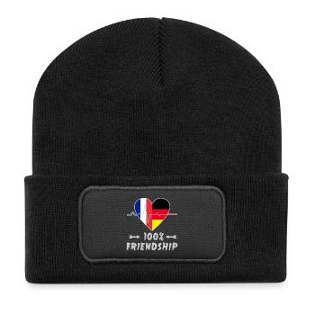 La France et l'Allemagne : une amitié à 100 % - Beanie recyclé à patch - noir - Devant