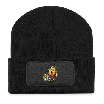 Design amusant de pommes de terre frites - Beanie recyclé à patch - noir - Devant