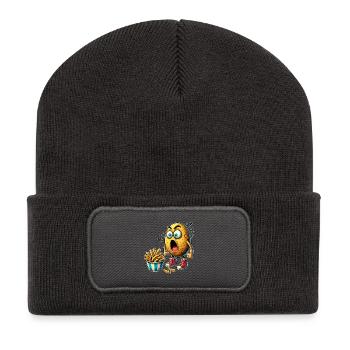 Funny french fries potato design - Recycled Patch Beanie - dark grey - Front