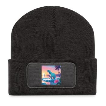 Ours polaire en vacances - Beanie recyclé à patch - charbon - Devant