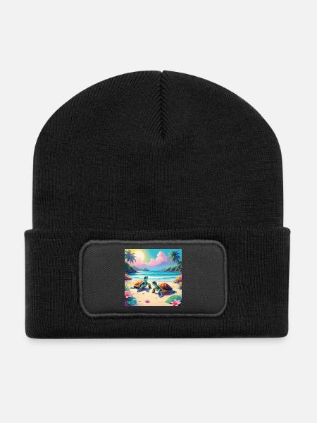 Schildkröten - Recycelte Patch Beanie - Schwarz