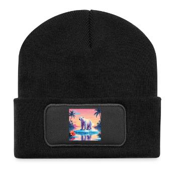 Polar Bear - Recycelte Patch Beanie - Schwarz - Vorne