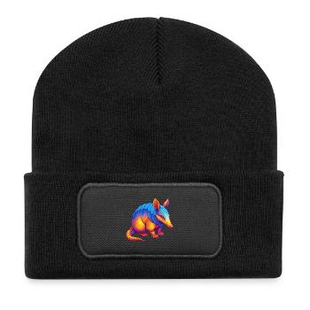 Armadillo Colorful Kawaii Cartoon Character Animal - Recycled Patch Beanie - black - Front