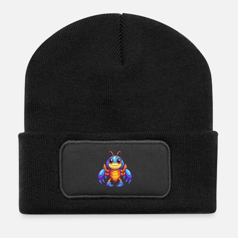 Craw Bunte Kawaii Cartoon Figur Clipart - Recycelte Patch Beanie - Schwarz