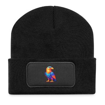 Eagle Colorful Kawaii Cartoon Character Clipart - Recycled Patch Beanie - black - Front